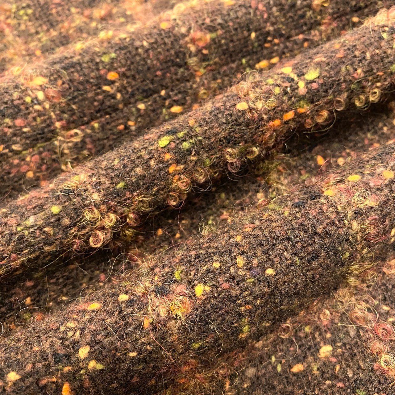 82a29 Vintage CELINE セリーヌ ツイード ジャケット スカート ゴールドチェーン 42 ブラウン ウールレーヨン フランス製u02t