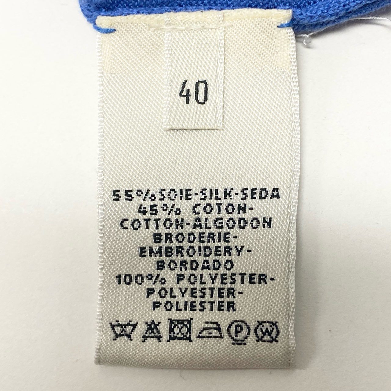 Ea29 HERMES エルメス アンサンブル 長袖カーディガン 半袖ニット 刺繍 イタリア製 40サイズ ブルー レディース 女性用o07t