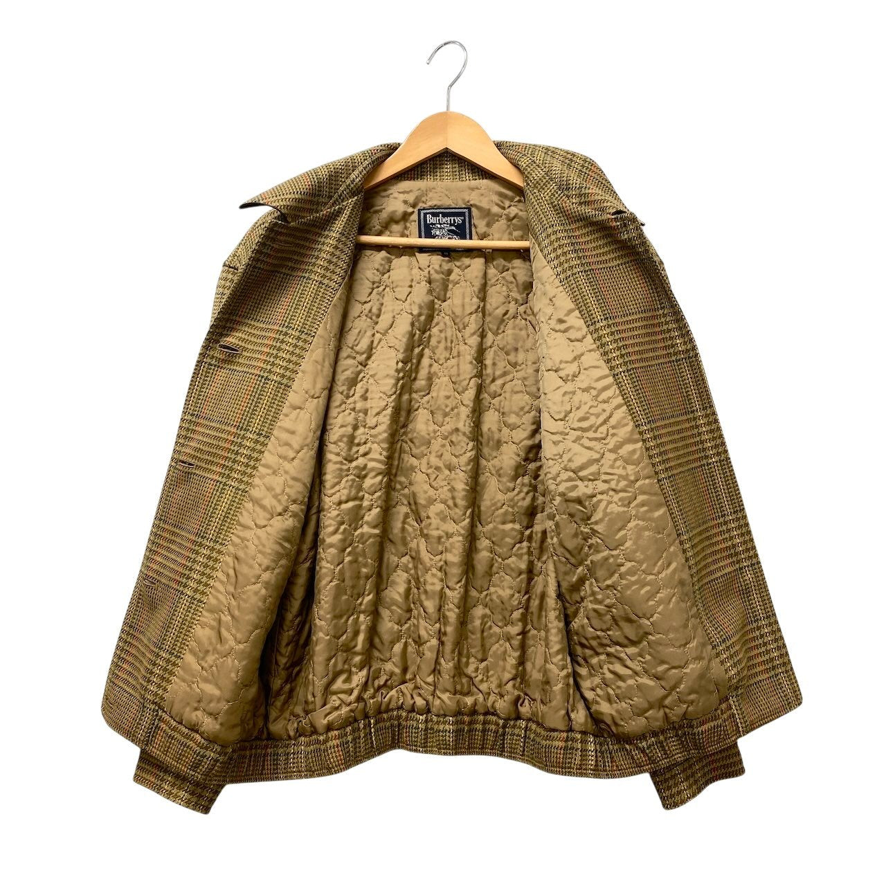 7f18 Burberrys バーバリーズ ウールジャケット ブルゾン チェック柄 11サイズ グリーン系 ウール100％ レディース 女性用u02t