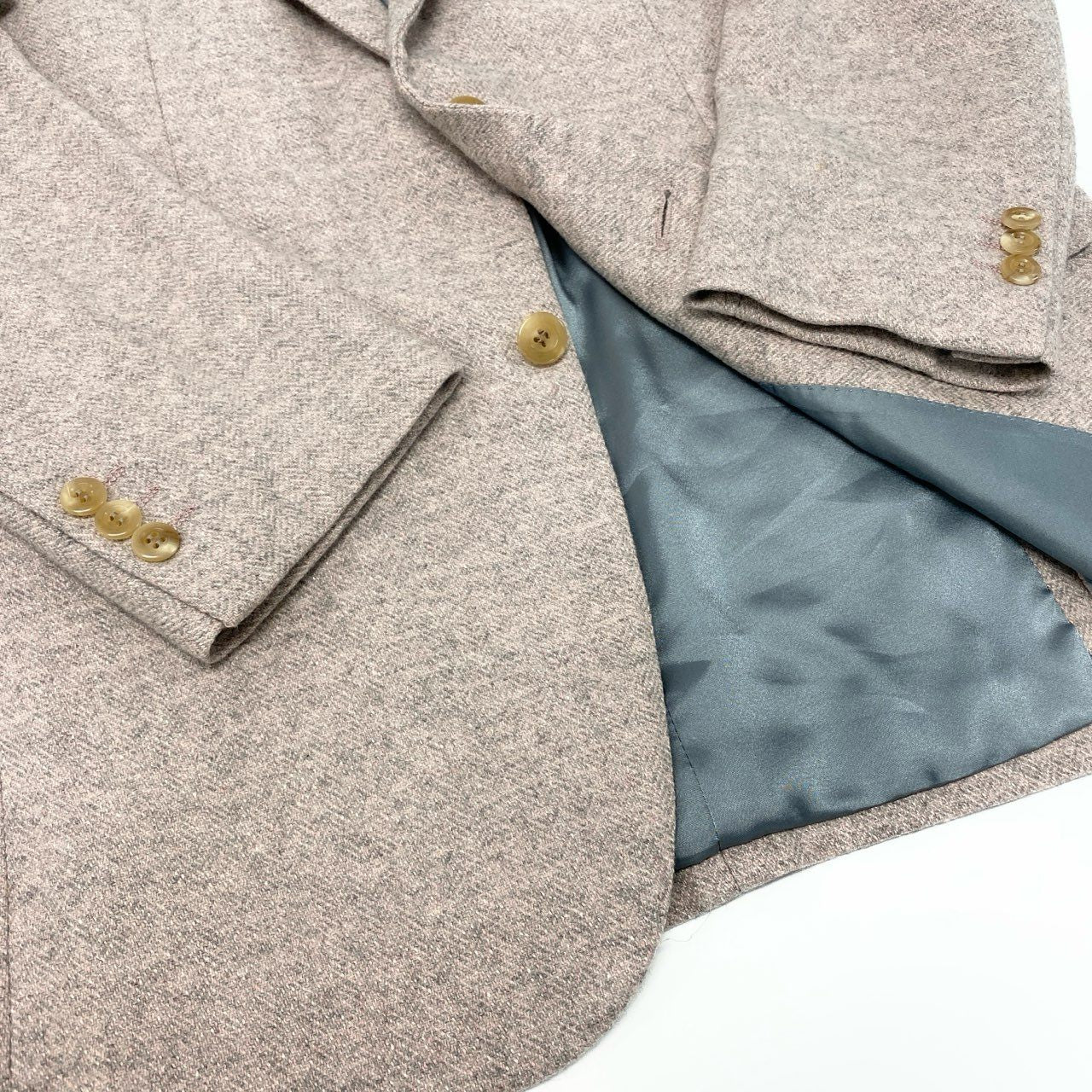 66l1 mila schon ミラショーン テーラードジャケット シングル 2B ヘリンボーン メンズ 紳士服 96 AB5 ピンク グレー ウール カシミヤ シルクu02t