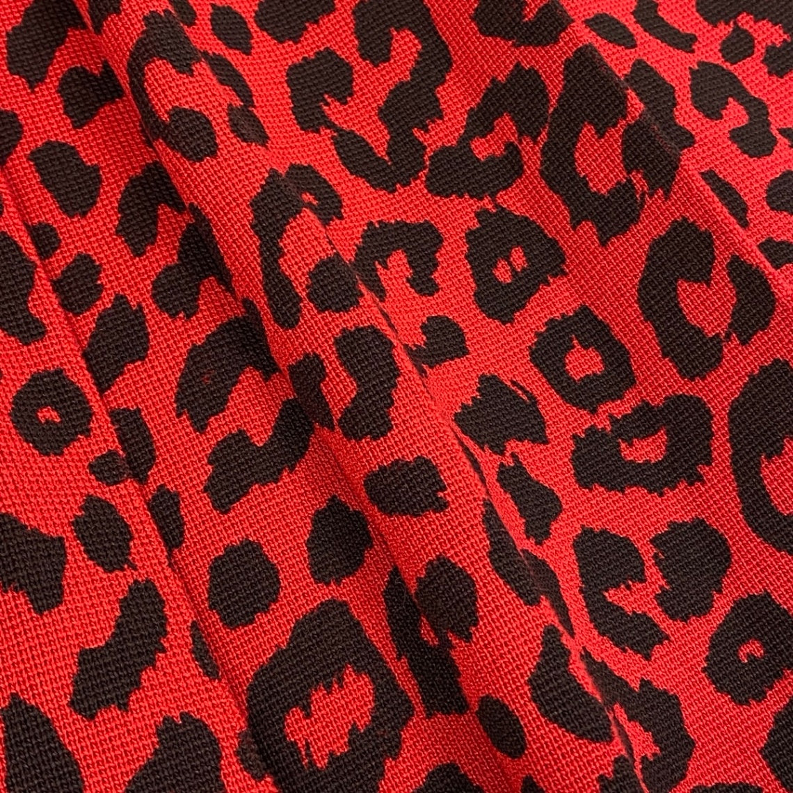 Ai3 【美品】 GUCCI グッチ レオパード柄 タックスカート ニットスカート サイズS レッド レディースk02i