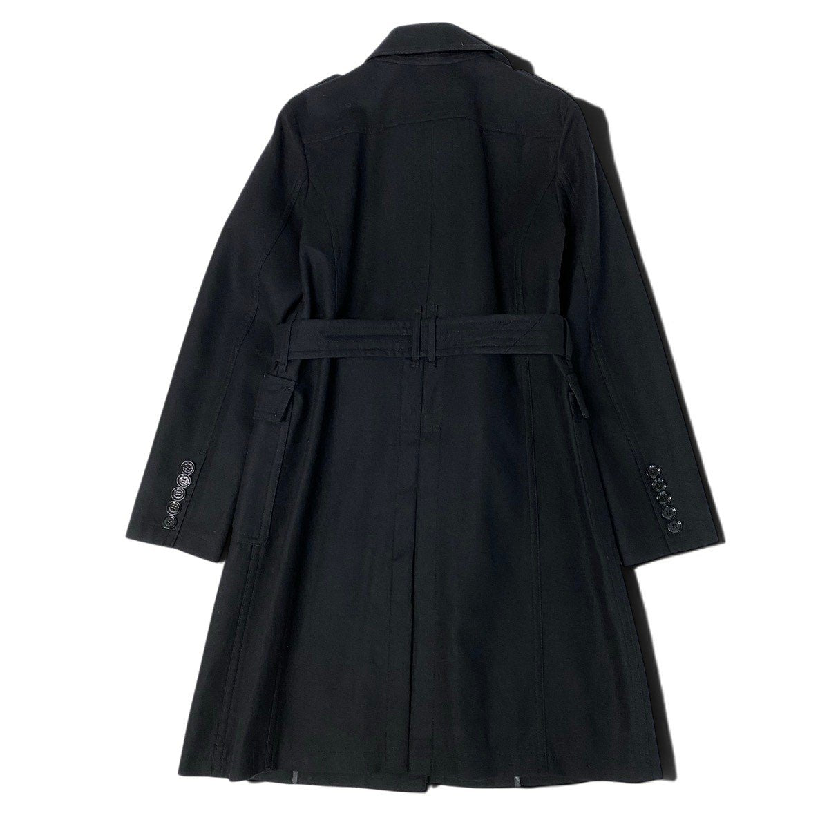 Ej23【美品】BURBERRY LONDON バーバリー ウールトレンチコート ロングコート アウター  40サイズ ブラック レディース 女性用u02t