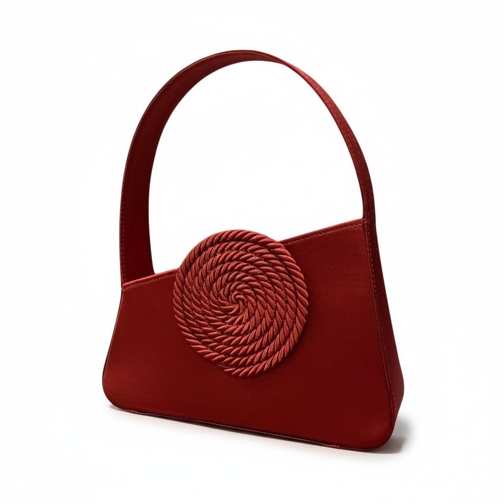 Bj2 【新品保管品】DESTREE デストレー ALBERT SMALL PASSEMENTERIE サテン ハンドバッグ レッド レディース 女性用u02t