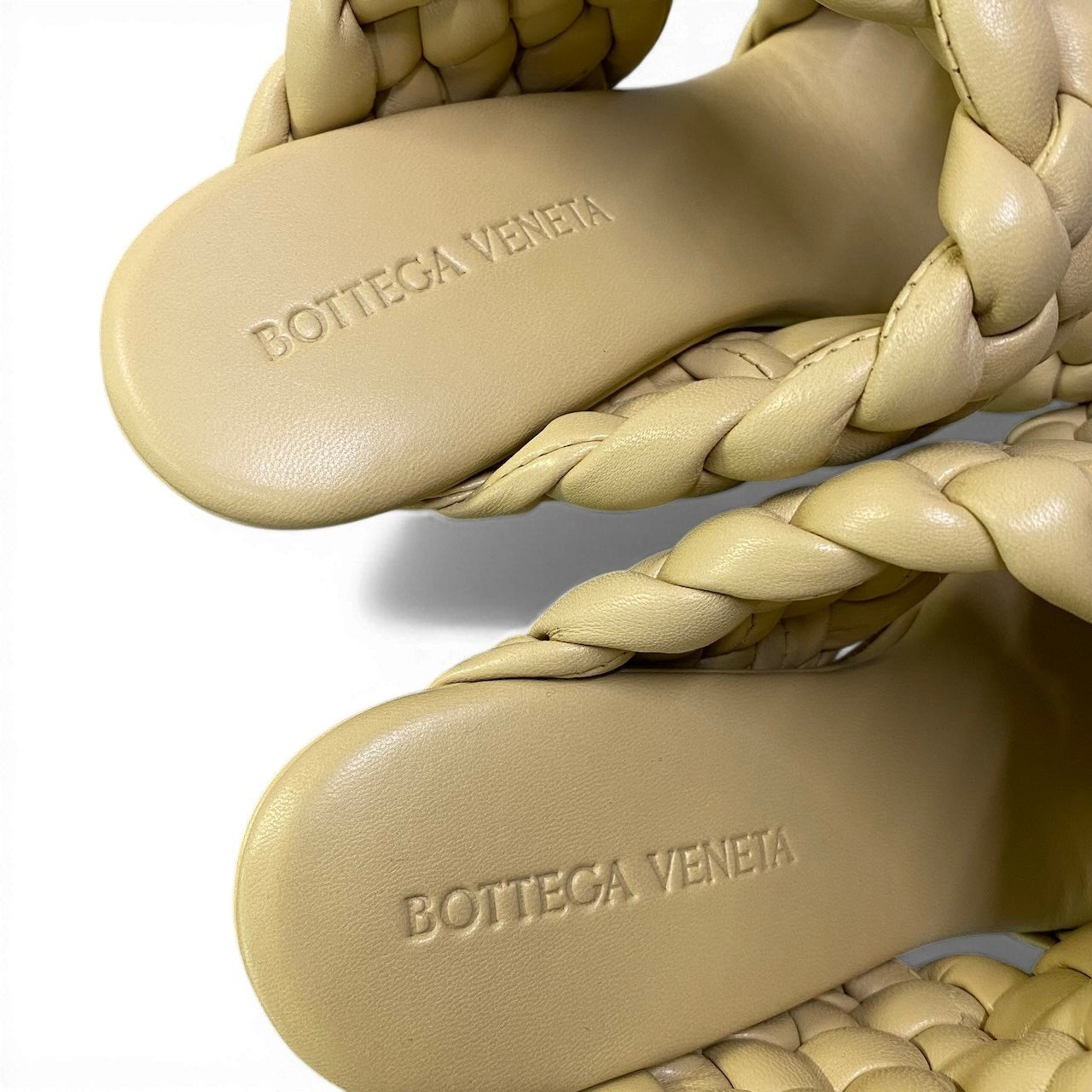 Ad2 BOTTEGA VENETA ボッテガヴェネタ イントレチャート カーブサンダル サイズ36 1/2 イエロー系 レザー レディースta1