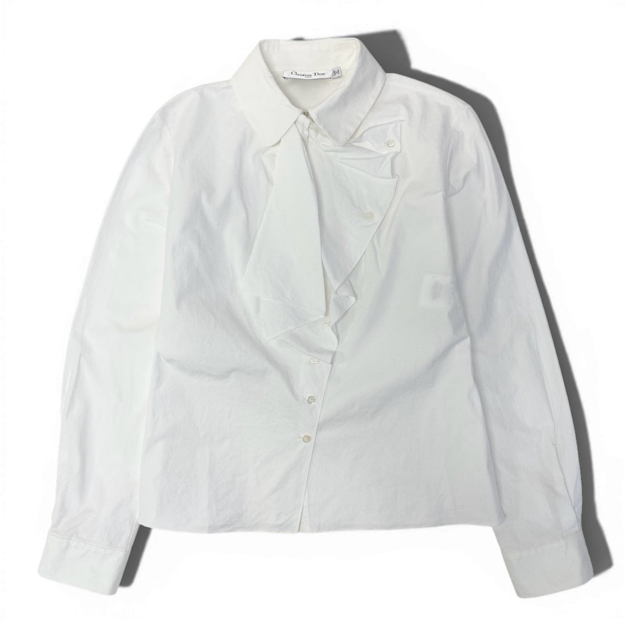 11b6 Christian Dior クリスチャンディオール イタリア製 ボウタイデザイン 長袖シャツ ブラウス ロングスリーブ 0H21520A1324 42 ホワイト コットン レディースo07t