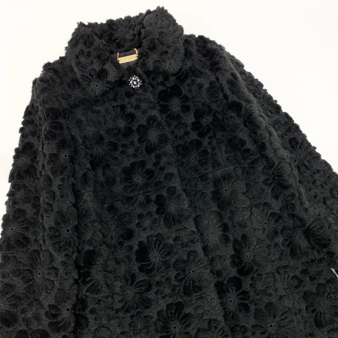 49d5 《極美品》 LEONARD FASHION レオナール OPERA オペラ フラワーモチーフ ジャカードコート 0348018 サイズ3 ブラック 日本製t18r