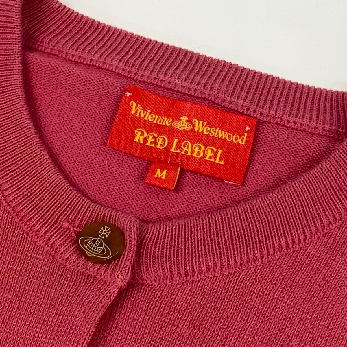 Ae19  Vivienne Westwood RED LABEL ヴィヴィアンウエストウッド レッドレーベル ロングスリーブ ニットカーディガン オーブ刺繍  サイズM ピンク系 コットン100％ レディース 女性服u02t