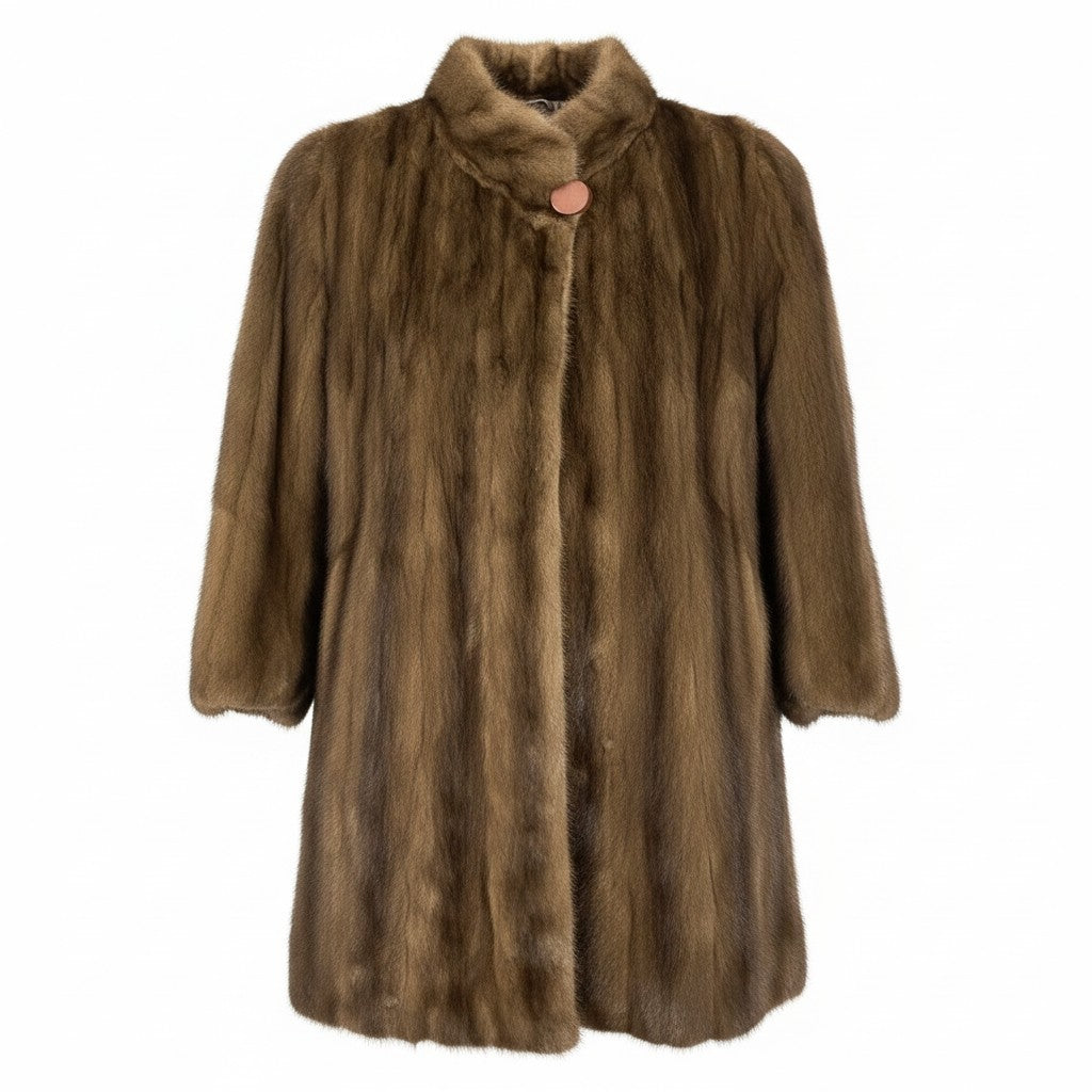 54g8 JINDO SAGA MINK サガミンク 銀サガ パステルミンク ロングファーコート サイズ13 茶系 最高級本毛皮 Mink Fur Long Coatt18r
