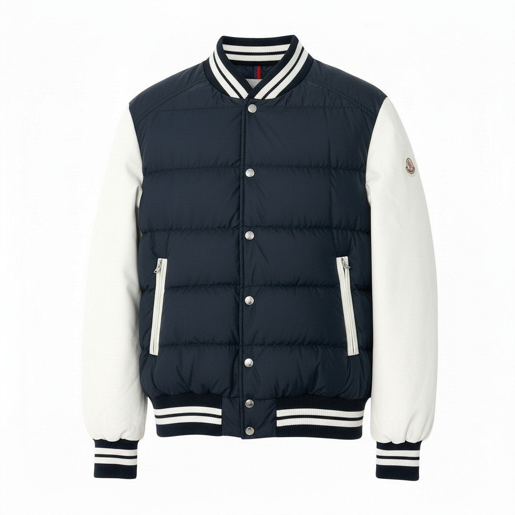 54d13 MONCLER モンクレール VENTOUX ベントゥー ダウンボンバージャケット スタジャン アウター H20911A0019154A81 1サイズ ネイビー ホワイト メンズ 男性用sn1