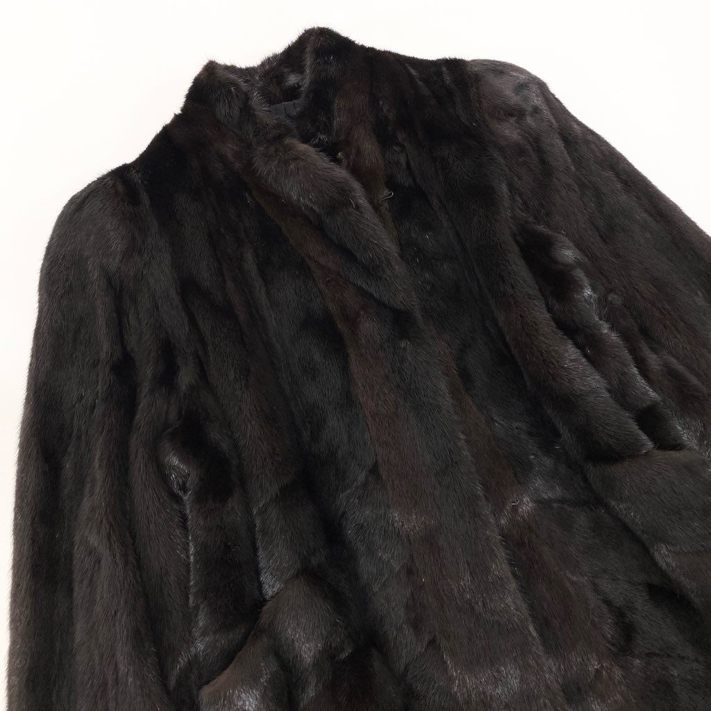 1l27 Black Jewel ブラックジュエル 希少デザイン ダークミンク ロングコート サイズ11号 ダークブラウン 本毛皮 MINK FURt18r