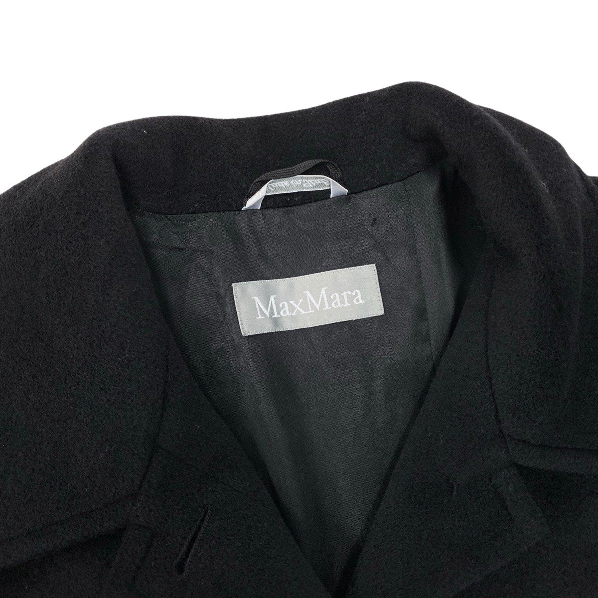 10g15 MaxMara マックスマーラ ステンカラーコート 超ロング丈  サイズ42 ブラック レディース 女性用u02t