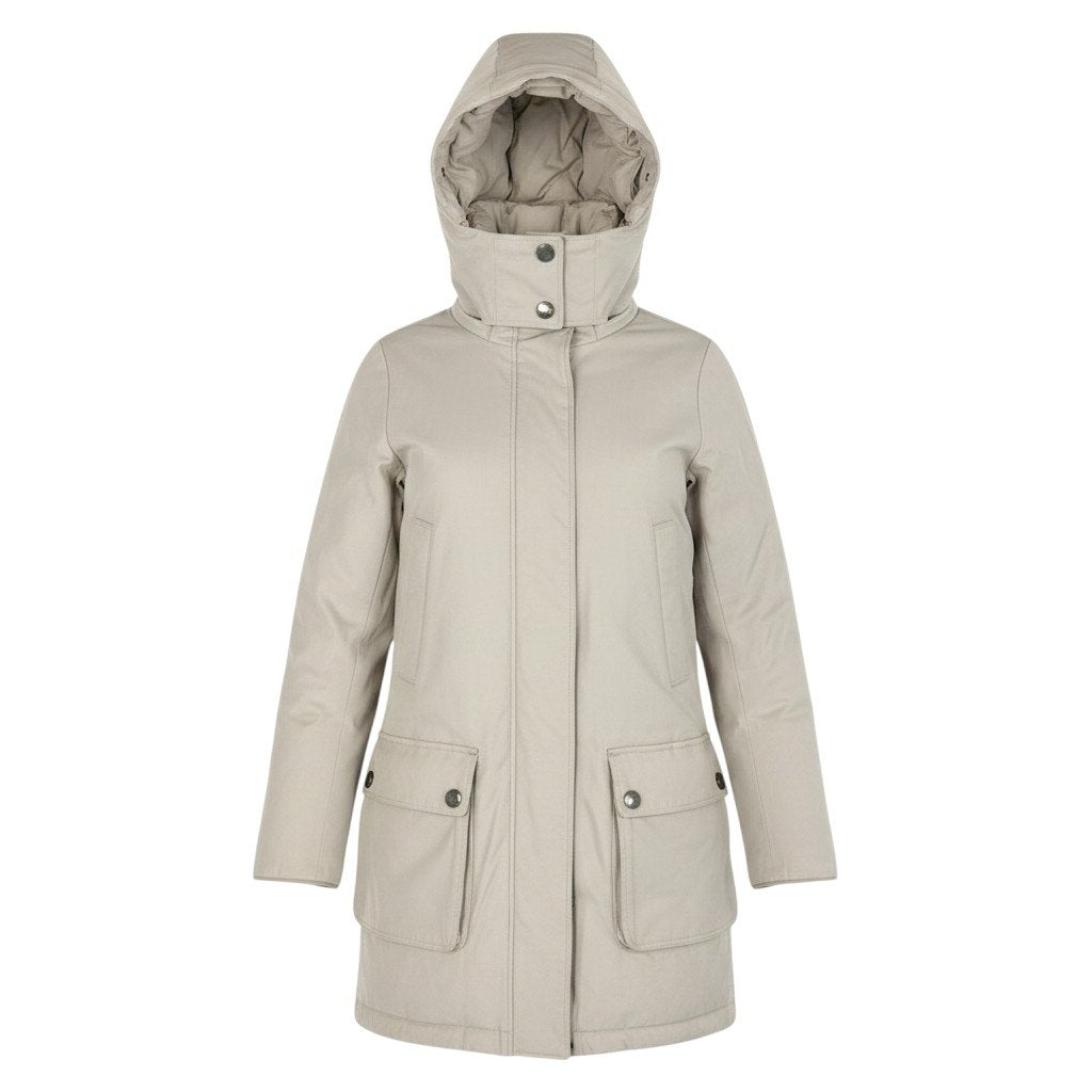 Eg9 BURBERRY LONDON バーバリーロンドン フーデット ダウンコート モッズコート 2way  サイズ38 ベージュ レディースo07t