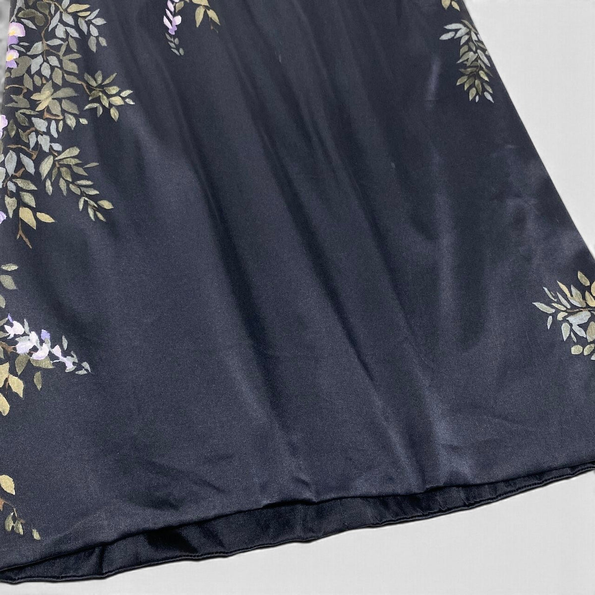 53i26 DOLCE&GABBANA ドルチェアンドガッパーナ タイトロングスカート シルクスカート 藤柄 イタリア製 40サイズ ブラック レディース 女性用u02t