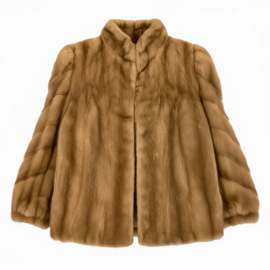 51a21 パステルミンク ミンクコート 斜め段 レディース 女性用 サイズ11 ライトブラウン系 ミンクファー 本毛皮u02t