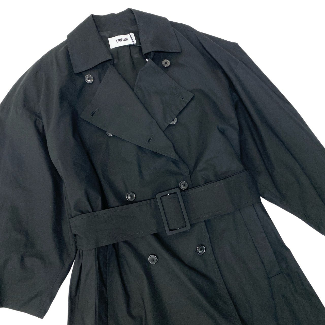 12c7 【未使用】定価8万円 GRIFONI グリフォーニ オーバートレンチコート サイズ38 ブラック レディース 女性用 コート AP STUDIOk02i