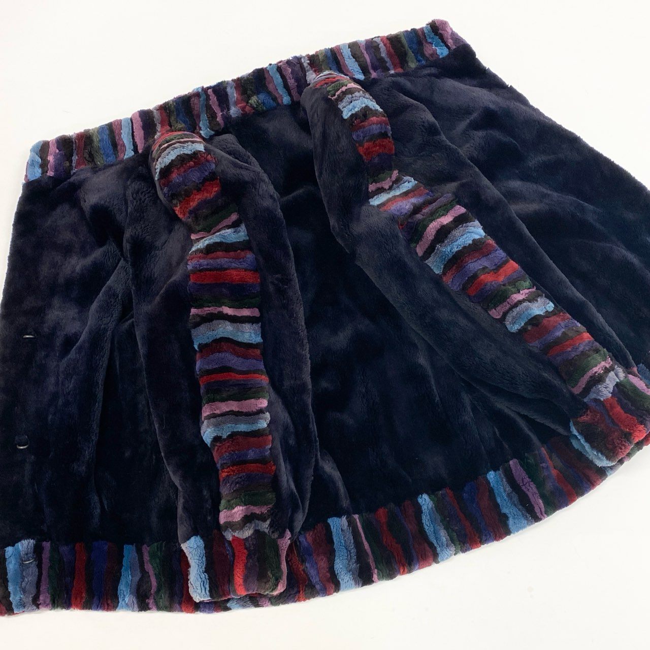 33L10 本毛皮 染め シェアード ロングコート サイズF ダークパープル リアルファー FUR COAT 希少デザインt18r