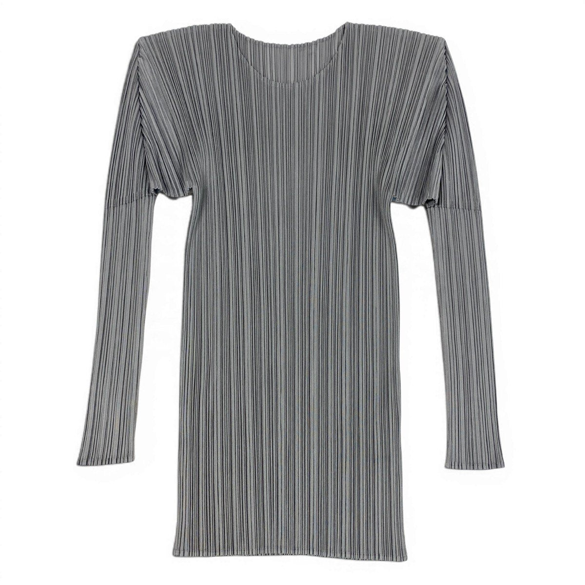 Ag10 【美品】 PLEATS PLEASE プリーツプリーズ ロングスリーブカットソー プリーツ加工 PP04-JK602 サイズ3 グレー ポリエステル100％ レディース 女性用u02t