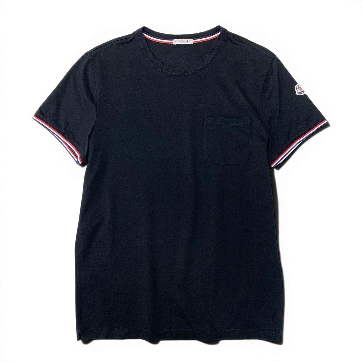 If18 MONCLER モンクレール トリコスリーブ Tシャツ Tricolor Trim Sleeve T-Shirt サイズM ブラックt18r