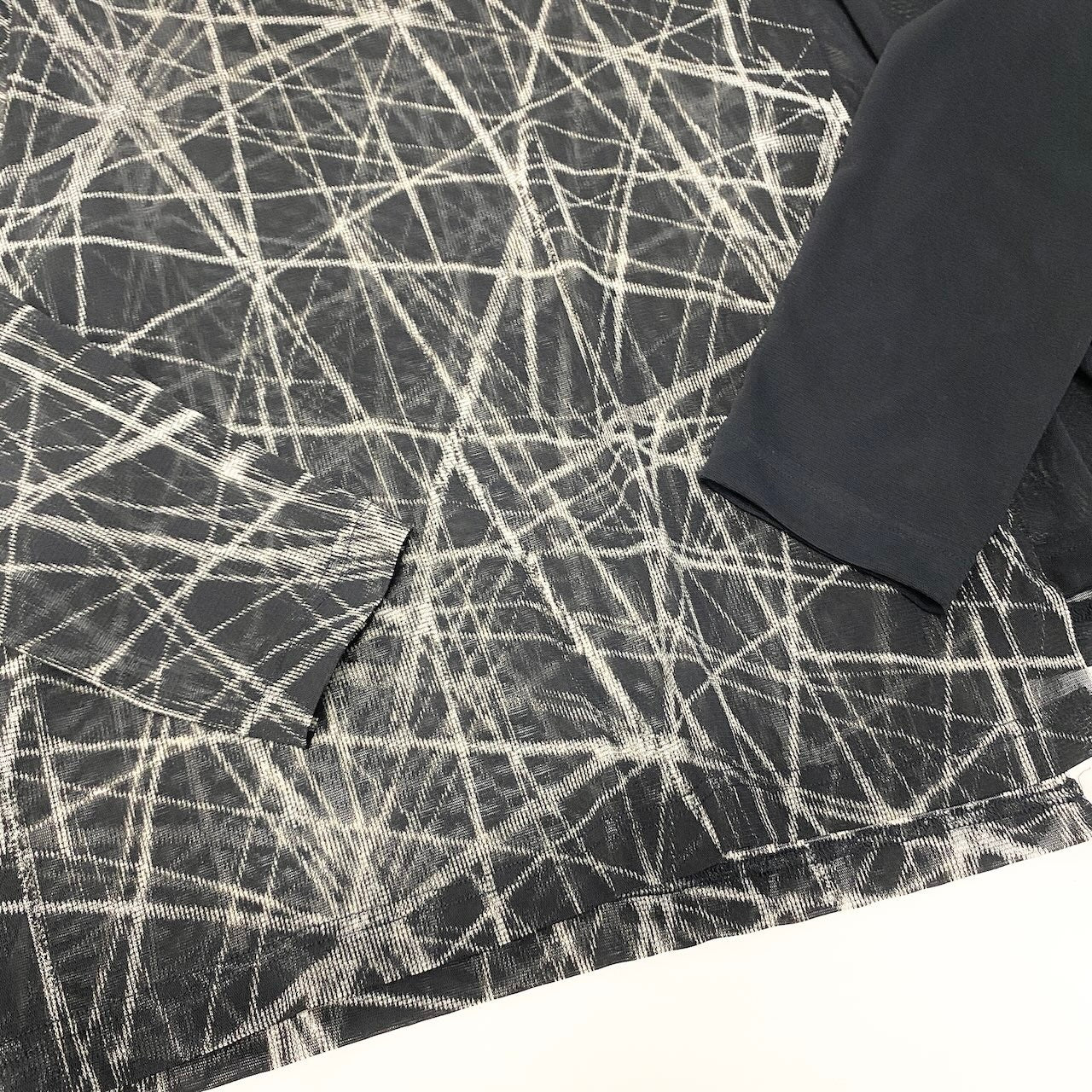 Ae26 【美品】 Y's ワイズ YOHJI YAMAMOTO ヨウジヤマモト アシンメトリー シアーメッシュ カットソー YN-T01-959 サイズ2 ブラック ポリエステル100％ レディース 女性服u02t
