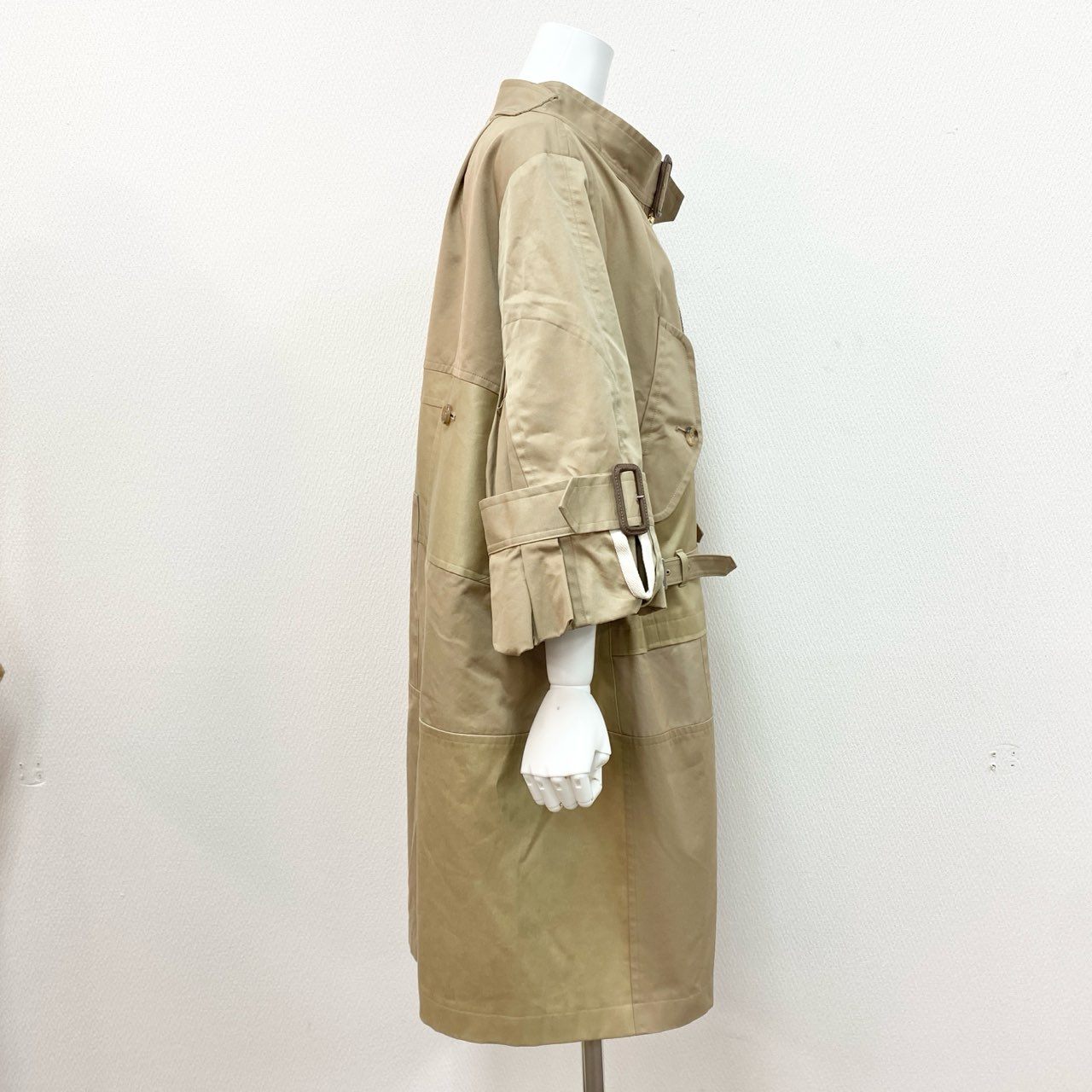 68j9 JUNYA WATANABE COMME des GARCONS ジュンヤワタナベ コムデギャルソン パッチワーク フルジップ トレンチコート JE-O029 サイズXS ベージュ レディース AD2019 20ss