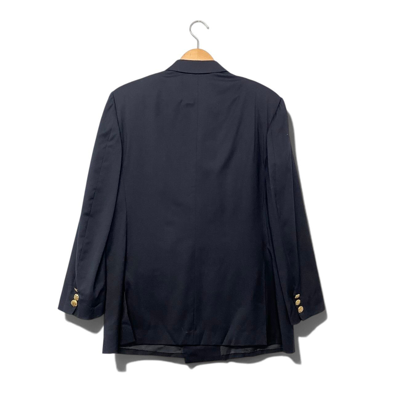 37h31 LANVIN PARIS ランバン テーラードジャケット Super100's ダブルブレスト 金ボタン サイズ52 ネイビー メンズ 紳士服o07t