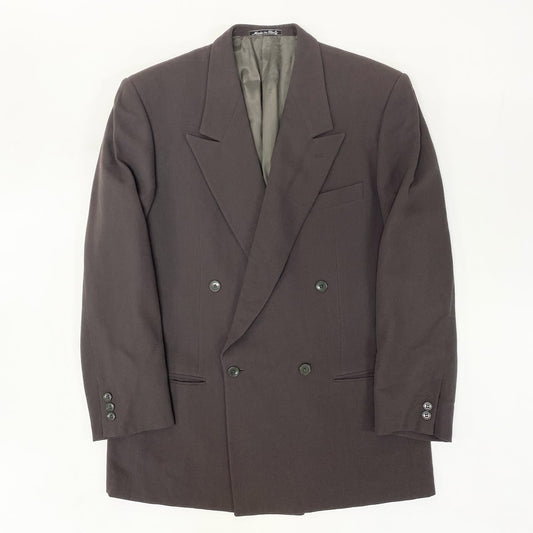 6k1 GIORGIO ARMANI LE COLLEZIONI ジョルジオアルマーニ イタリア製 テーラードジャケット ダブルブレスト ウールブレンド フォーマル メンズ 紳士服 40 ブラウンo07t