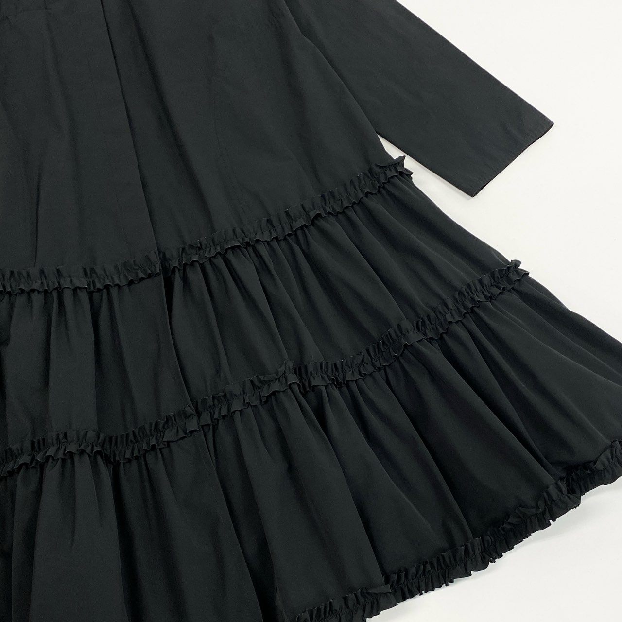 64k19 TOKUKO 1er VOL トクコプルミエヴォル 長袖シャツワンピース ロングワンピース 裾フリル レディース 女性用 ９ ブラック ポリエステル100％u02t