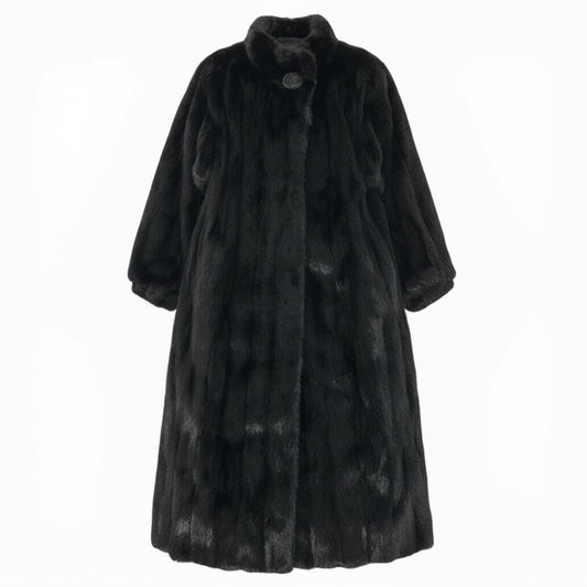 84a14 SAGA MINK サガミンク 銀サガ ダークミンク ミンクコート 超ロングコート 着丈115cm 毛皮コート 13 ブラック系 ミンクファー 身幅ゆったりt18r