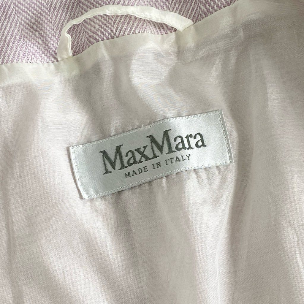 48h10 Max Mara マックスマーラ ノーカラー セレモニージャケット 38 ピンク ブレザー カラーレス イタリア製 金ボタン