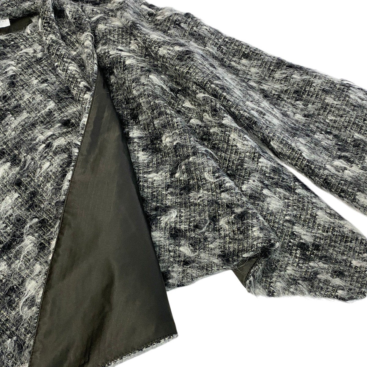 j26 【極美品】ARMANI COLLEZIONI ミックスニットカーディガンジャケット リボン イタリア製 42サイズ マルチカラー レディース 女性用k02i