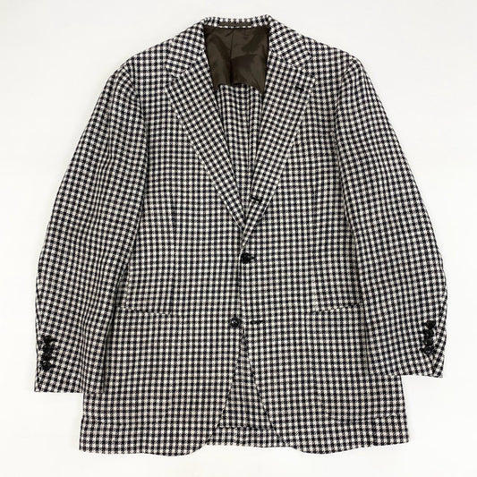 45h26 Brilla per il gusto ブリッラ BEAMS F別注 FERLA ミックスファブリック ハウンドトゥース ジャケット テーラードジャケット ブレザー 大きいサイズ 24-16-0106-015 52 XLサイズ相当 ホワイト ブラック メンズo07t