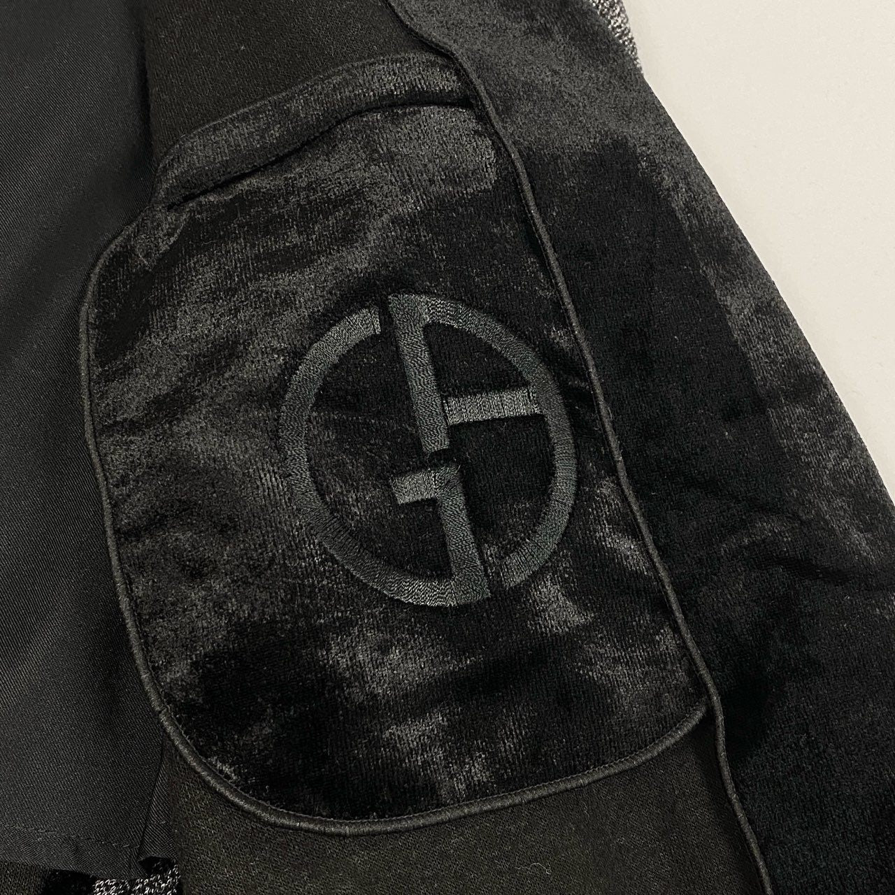 6L17 GIORGIO ARMANI ジョルジオアルマーニ テーラードジャケット ベロア切替 アウター イタリア製 46サイズ グレー ブラック メンズu02t