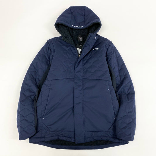84i10-6《未使用品》タグ付 OAKLEY オークリー UNEVEN PUFF JACKET 3.0 中綿2wayジャケット ベスト ゴルフウェア アウター ロゴ刺繍 大きいサイズ FOA402870 2XL ネイビー メンズk02i