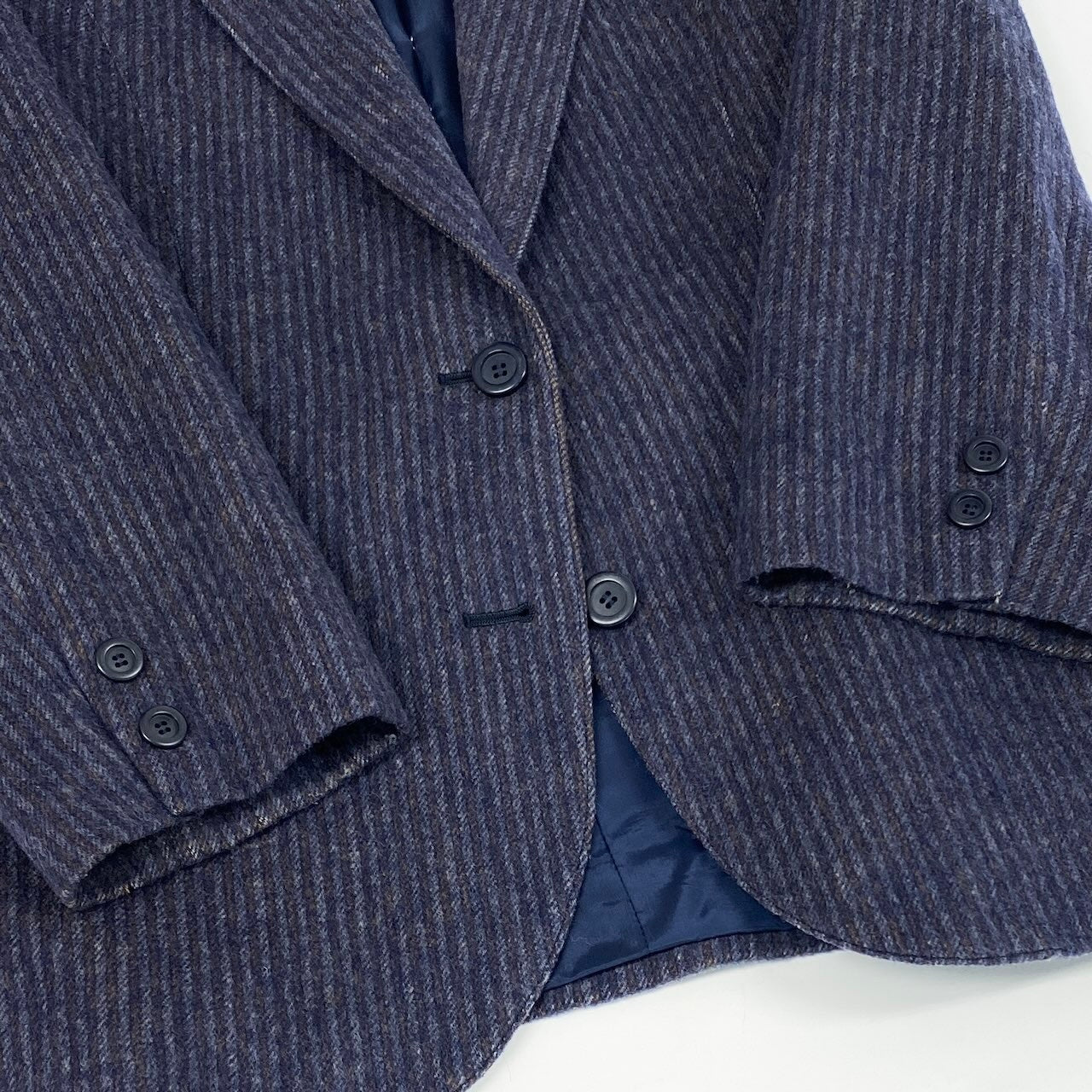 44d27 Christian Dior クリスチャンディオール テーラードジャケット ウールジャケット ストライプ柄 シングル 2B サイズM ネイビー メンズ 紳士服u02t
