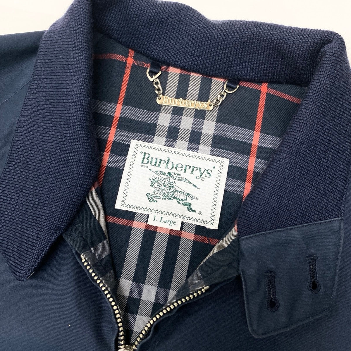 26f16 Burberrys バーバリーズ ハリントンジャケット ブルゾンジャケット アウター Lサイズ ネイビー コットン100％ メンズ 男性用u02t