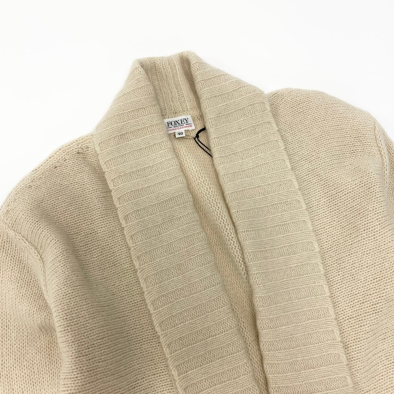 54c19 【タグ付】 FOXEY BOUTIQUE フォクシー カシミヤニット アンサンブル 上下セット ノースリーブワンピース 長袖カーディガン ボレロ レディース 女性服 サイズ40 ライトベージュ カシミア100％u02t