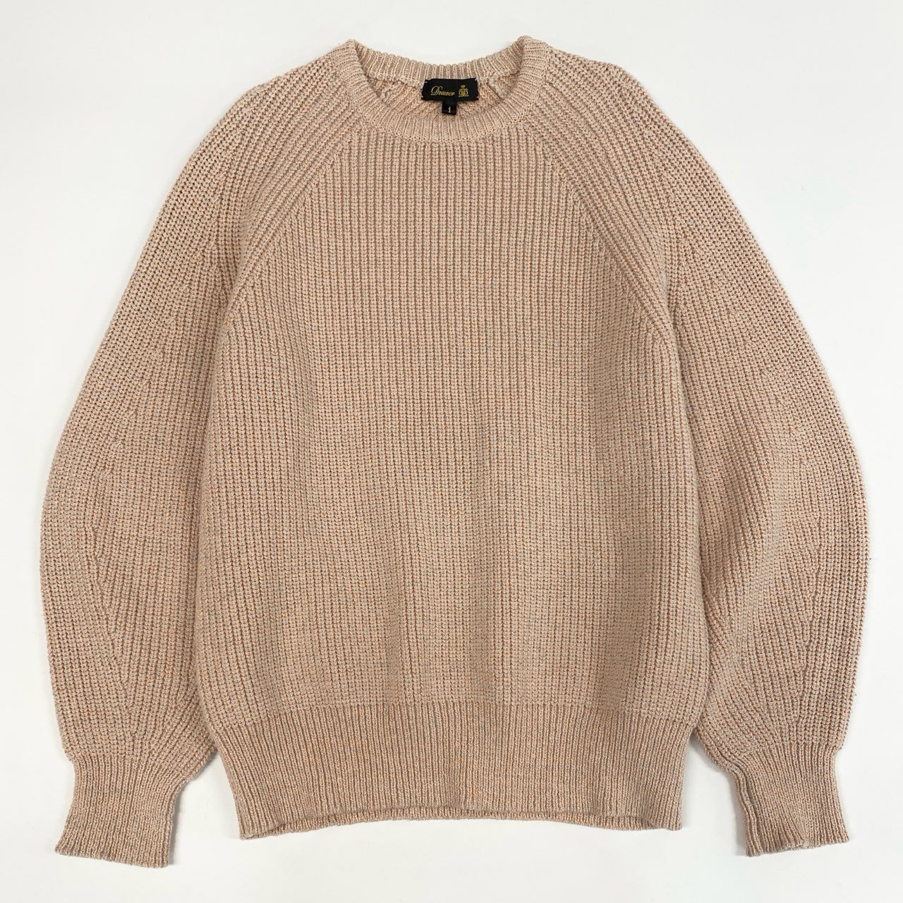 1j27《美品》Drawer ドゥロワー クルーネックプルオーバーニット 7G畦編み ニットセーター 6513-105-0979 1サイズ ピンクベージュ レディースu02t