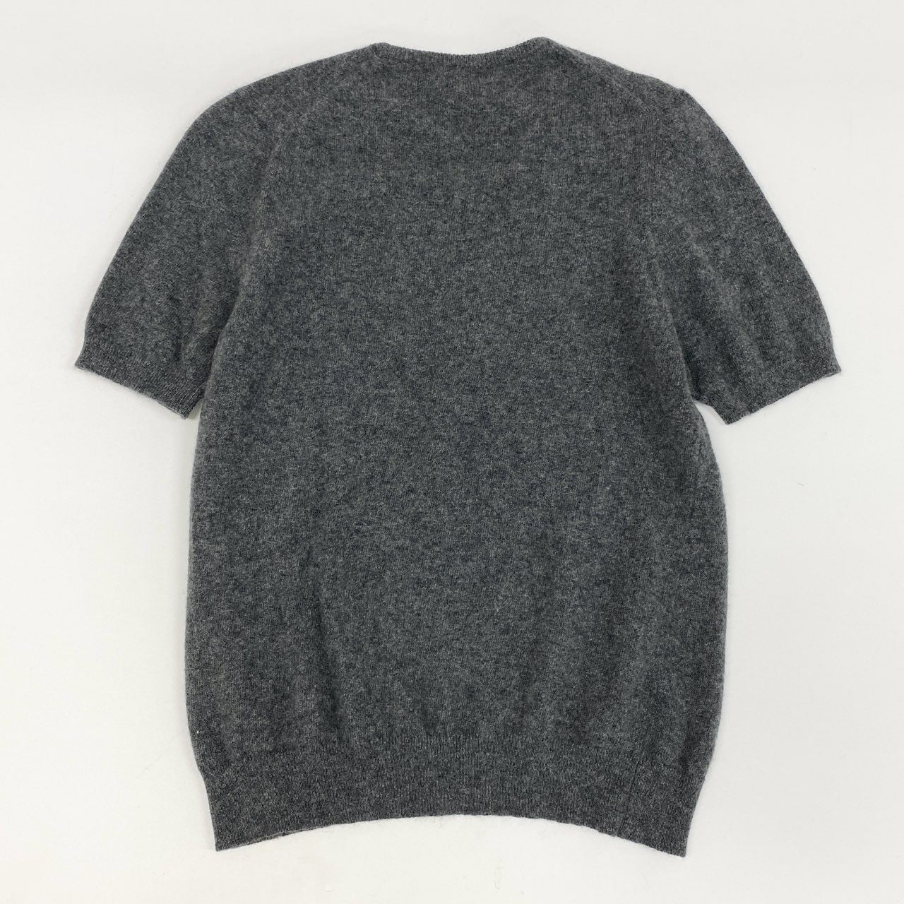 70i2 BALLANTYNE バランタイン 英国製 総カシミヤ 半袖ニット セーター トップ 38 Mサイズ グレー カシミア100 cashmere レディースo07t