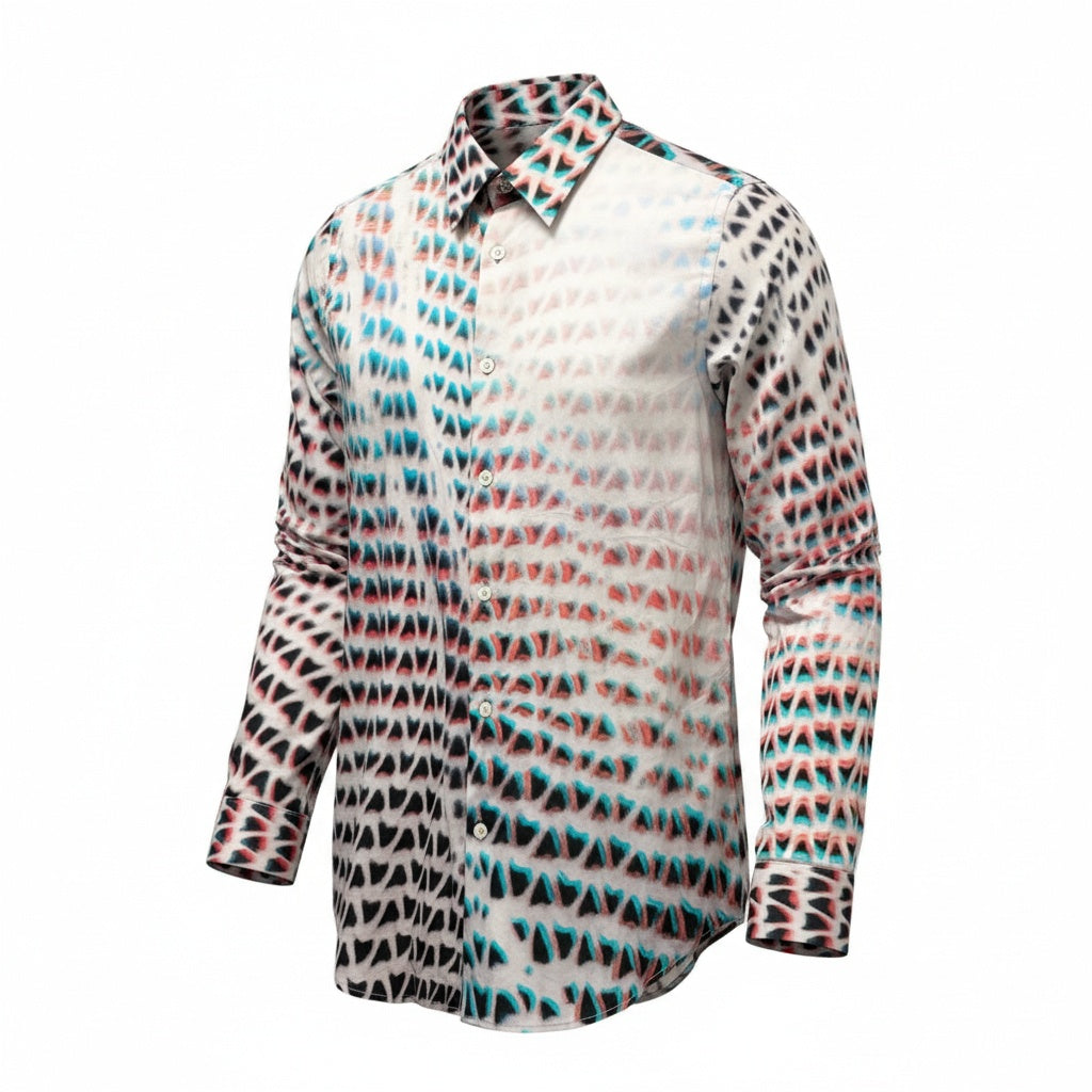 78b26 【美品】Paul Smith ポールスミス ロングスリーブ柄シャツ コットンシャツ 総柄 PM-CR-89994 Mサイズ マルチカラー コットン100％ メンズ 男性用u02t