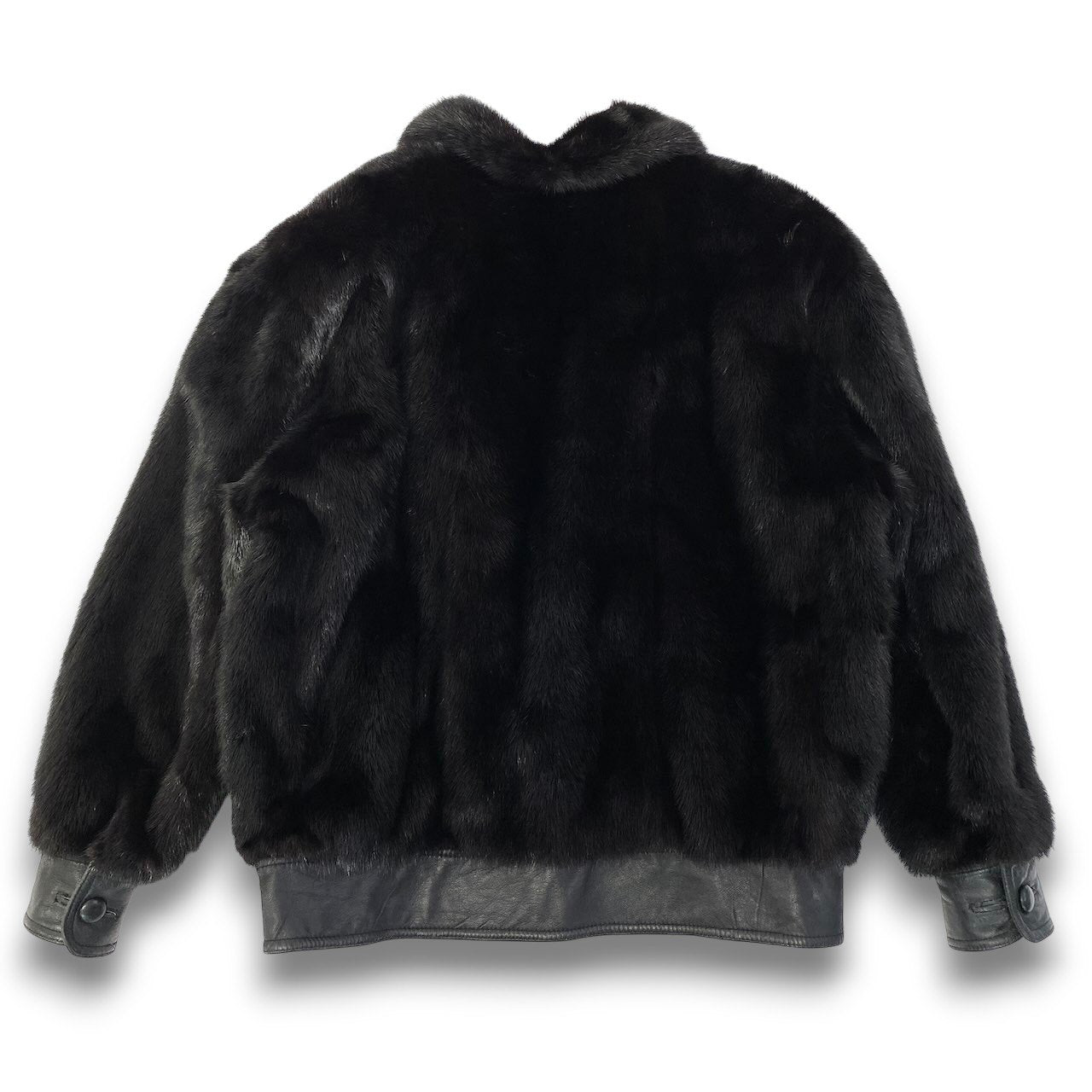 44c21 MG Sable Fur リバーシブル ダークミンクファー コート ラムレザー サイズF ブラック 本毛皮 × 羊革 Reversible Mink Fur Coatt18r