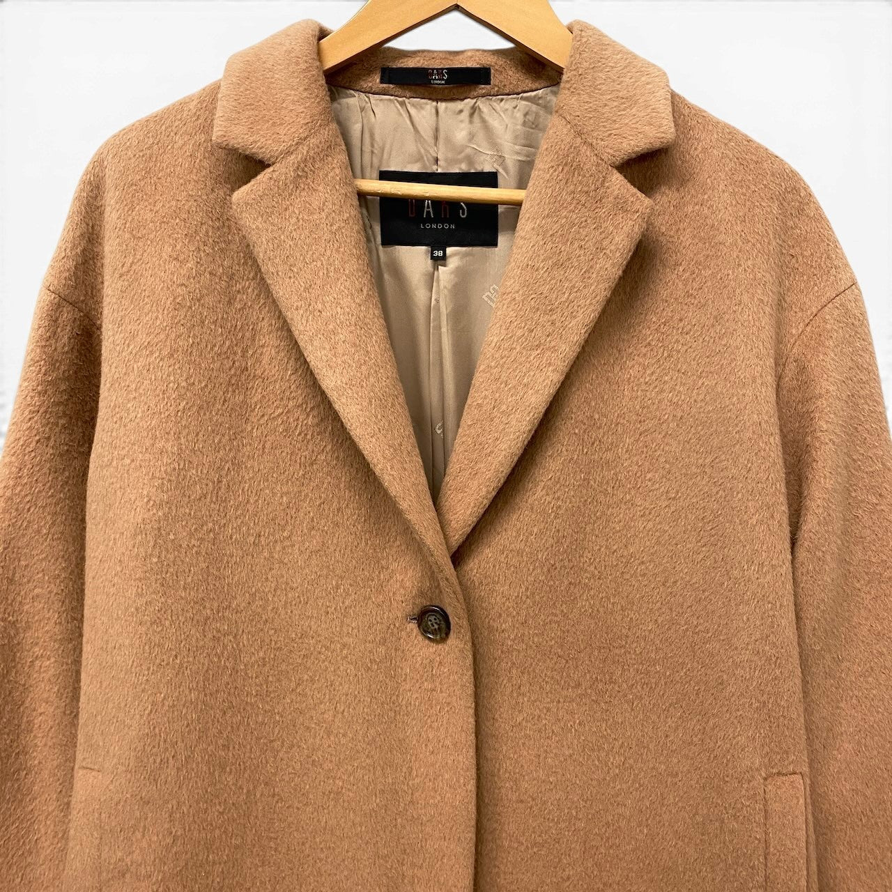 82f16 DAKS LONDON ダックスロンドン チェスターコート ロングコート アンゴラウール サイズ38 ベージュ  レディース 女性用u02t