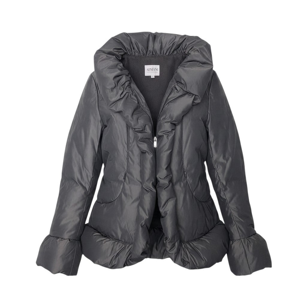 28j15 ARMANI COLLEZIONI アルマーニコレツィオーネ ショールカラー ダウンジャケット ハーフコート 38 ダークブラウン レディースo07t