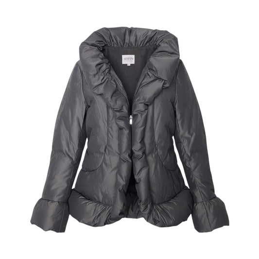 28j15 ARMANI COLLEZIONI アルマーニコレツィオーネ ショールカラー ダウンジャケット ハーフコート 38 ダークブラウン レディースo07t