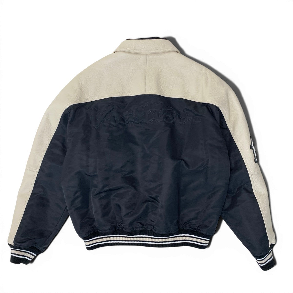 Mf19《未使用品》 LOUIS VUITTON ルイヴィトン 24SS カリグラフィー レザー × ナイロン ジャケット Calligraphy Leather Nylon Jacket サイズ50 ホワイト ブラックt18r