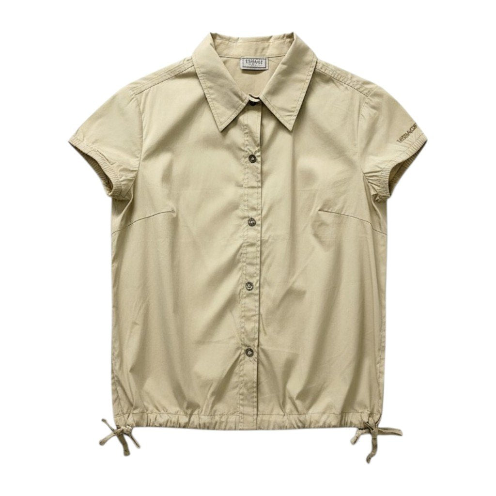 10c29 VERSACE SPORT ヴェルサーチ 半袖シャツ トップス 薄手 ストレッチ イタリア製 レディース 女性服 サイズ42 ベージュu02t