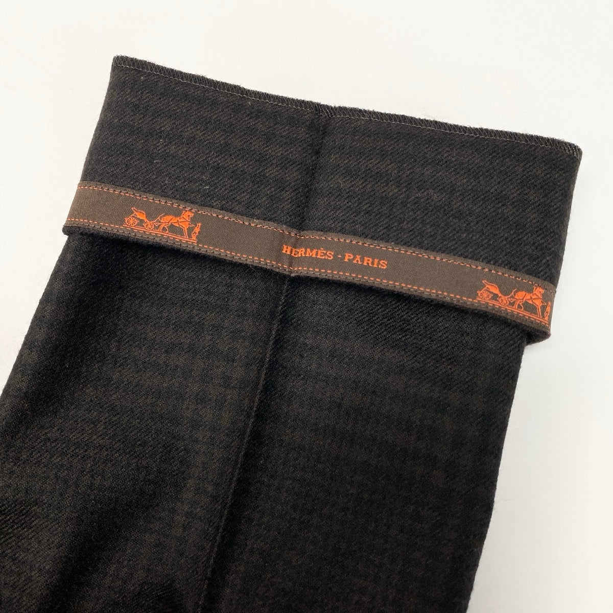 55e19 HERMES エルメス スラックスパンツ センタープレス チェック柄 サイズ34 ダークブラウン色 ウール100％ レディース 女性服u02t