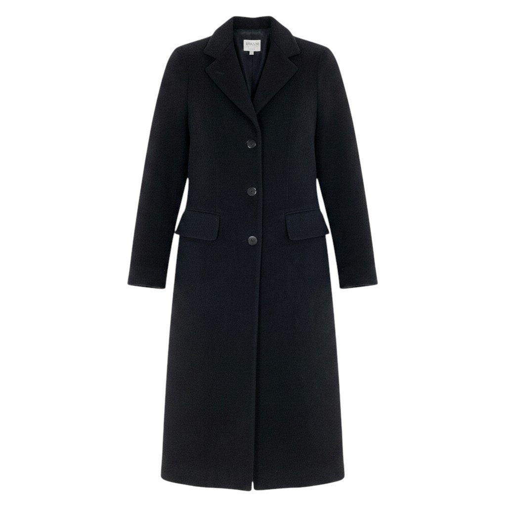 27f3 ARMANI COLLEZIONI アルマーニコレツィオーネ チェスターコート ロングコート サイズ40 イタリア製 ブラック ウール100％ レディース 女性服o07t