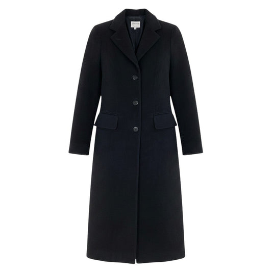 27f3 ARMANI COLLEZIONI アルマーニコレツィオーネ チェスターコート ロングコート サイズ40 イタリア製 ブラック ウール100％ レディース 女性服o07t
