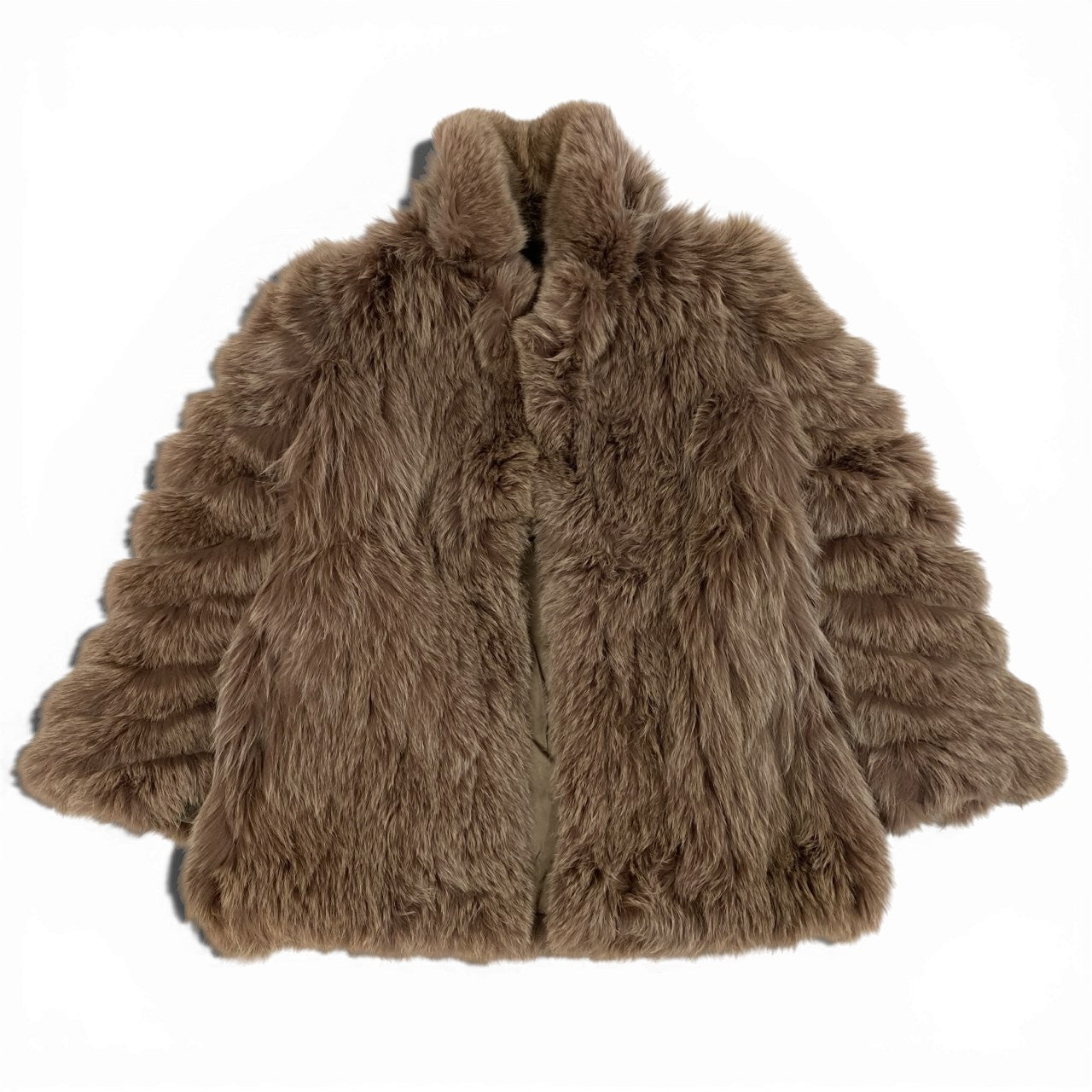 16a16 染め フォックスファーコート サイズF 茶系 本毛皮 Dyed Fox Fur Coat ポケット有t18r