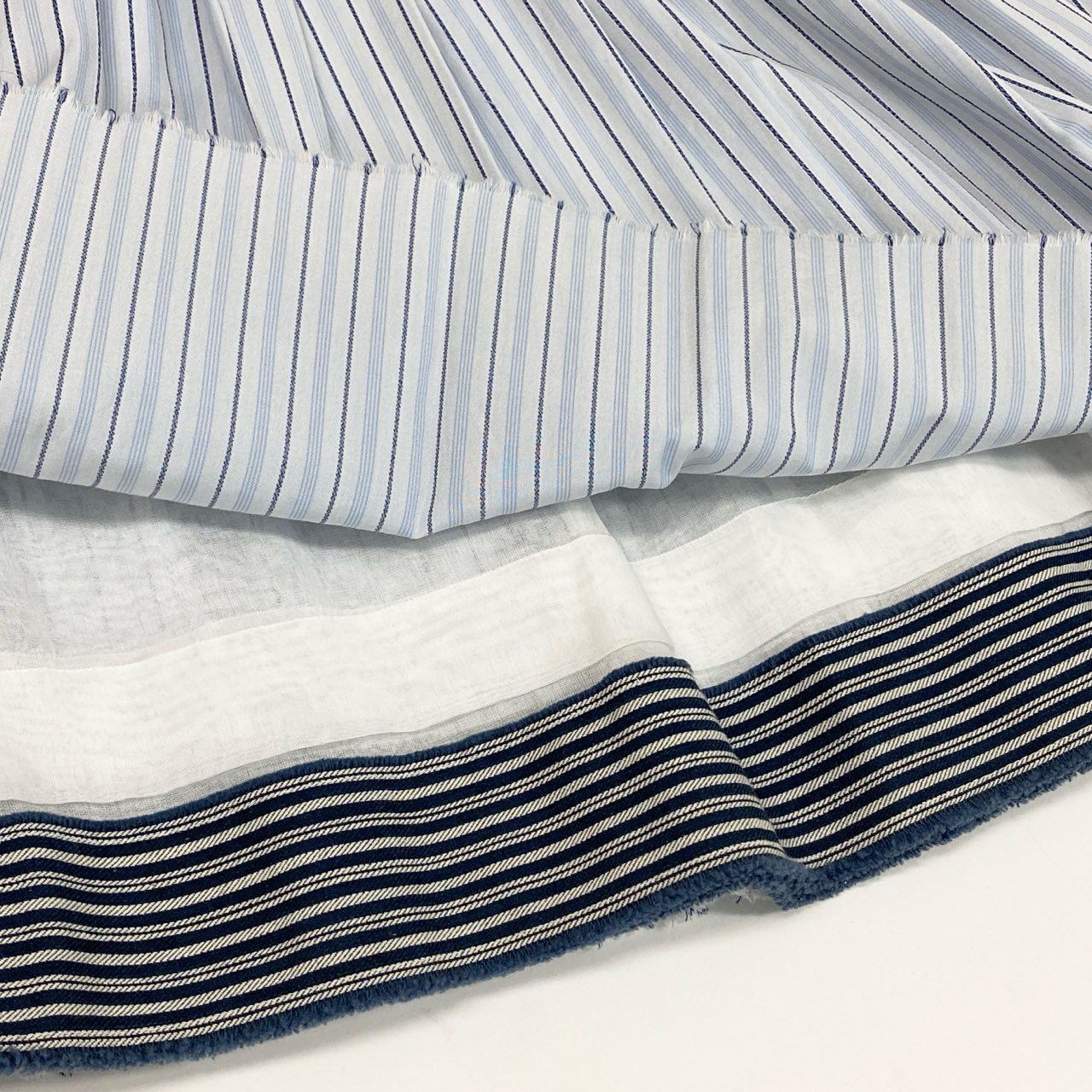 Cb9 《美品》 CHANEL シャネル 2008 クルーズライン タックプリーツスカート フレアスカート P32213 34 ブルー コットン レディースta1